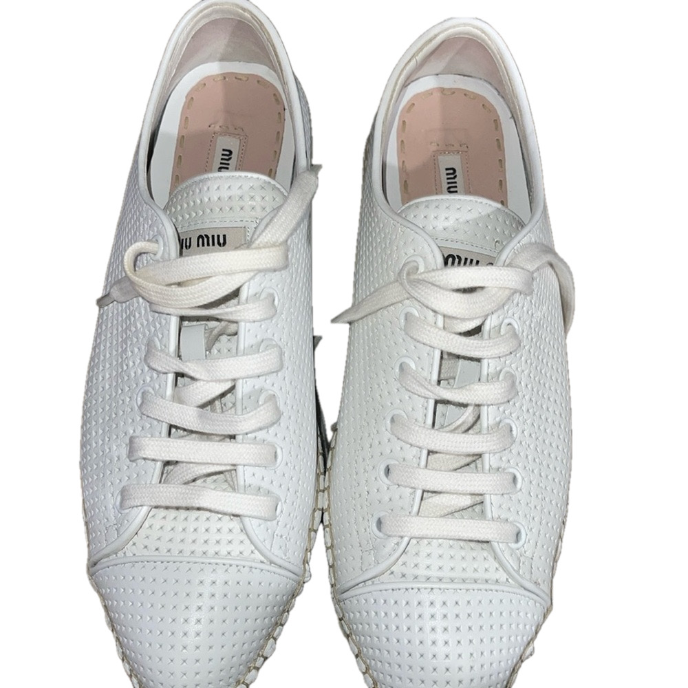 Miu Miu White Lace-Up Sneakers